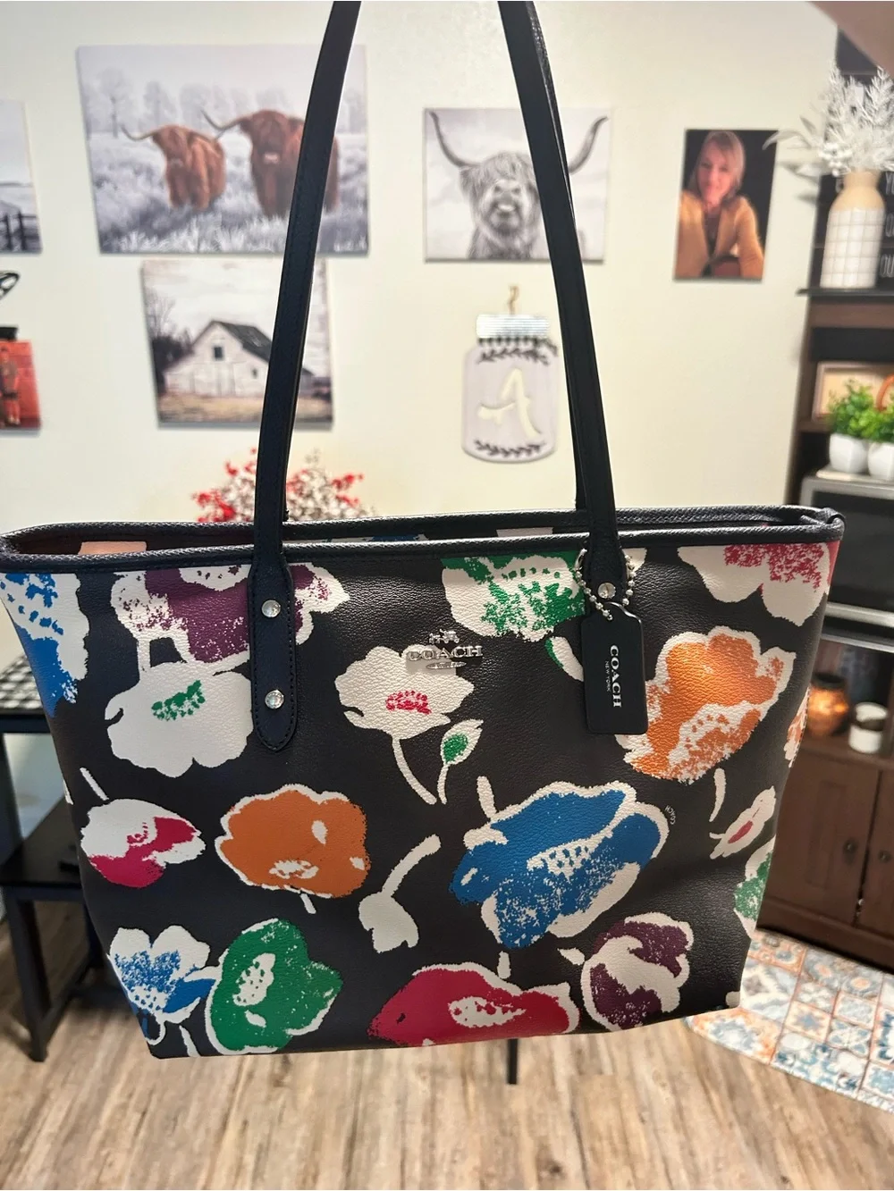 Coach Dalia Wildflower City Zip Tote with Multicolor Blooms